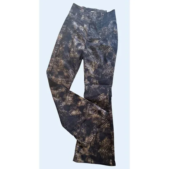 FREE PEOPLE / We The Free Jayde Hi Rise Flare Black Gold Size 28 NWOT - Picture 3 of 8